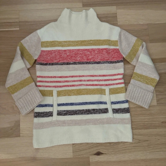 Anthropologie Elana tunic pullover funnel neck sweater striped relaxed Sz Small - Picture 2 of 11